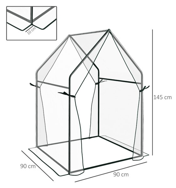 Outsunny Serra per Orto con 2 Porte Avvolgibili e Copertura in PE 90x90x145cm, Trasparente|Aosom