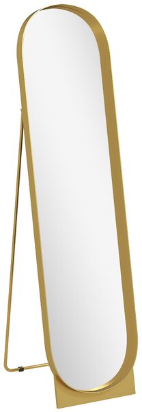HOMCOM Specchio da Terra Moderno con Telaio in Metallo Autoportante o da Parete, 40x150 cm, Oro | Aosom Italy