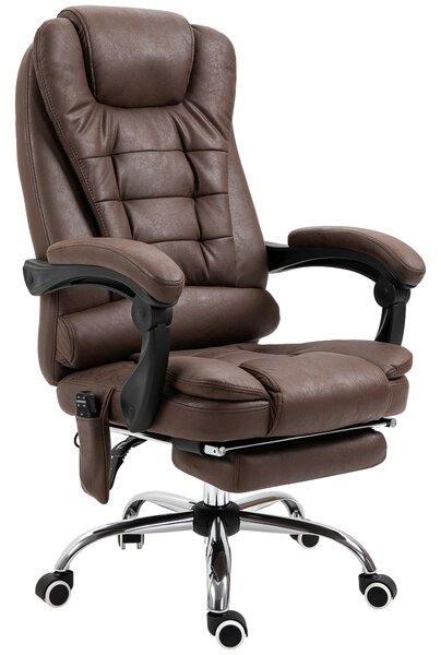 Vinsetto Poltrona da Ufficio con Telecomando e 6 Punti di Massaggio, in Microfibra, 65x70x111-119 cm, Marrone | Aosom Italy