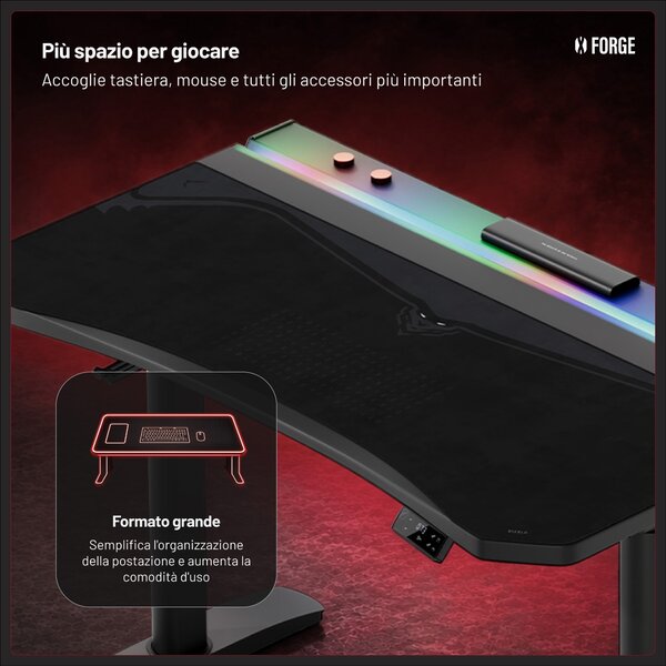 Grande tappetino gaming da scrivania, nero, 120x52 cm: Diablo X-Forge Burned Black