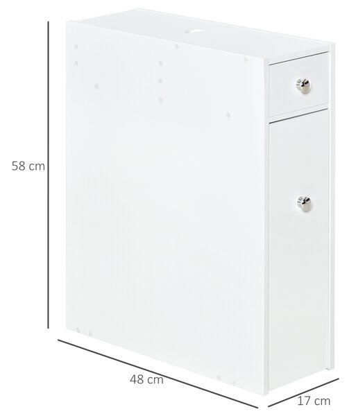 Homcom Mobiletto Armadietto Cassetti Scorrevoli Moderno da Bagno in MDF 17 x 48 x 58cm Bianco
