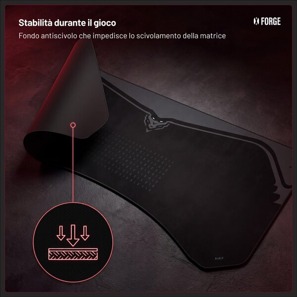 Grande tappetino gaming da scrivania, nero, 120x52 cm: Diablo X-Forge Burned Black