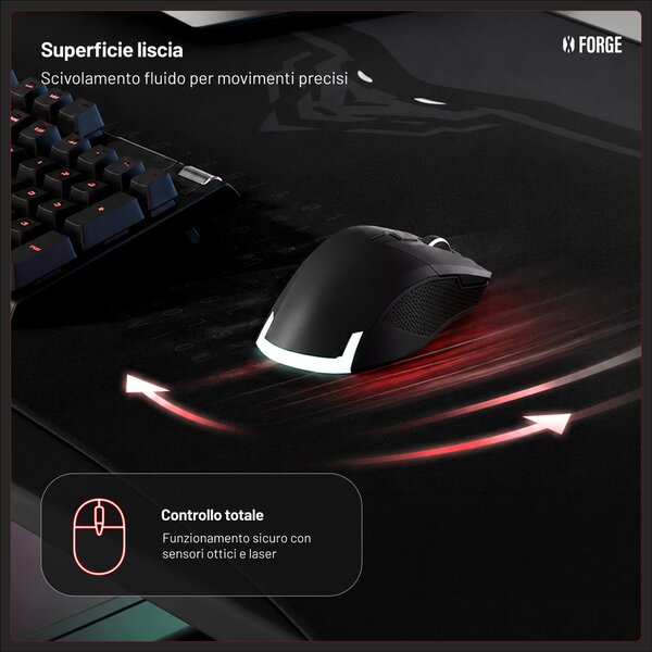 Grande tappetino gaming da scrivania, nero, 120x52 cm: Diablo X-Forge Burned Black