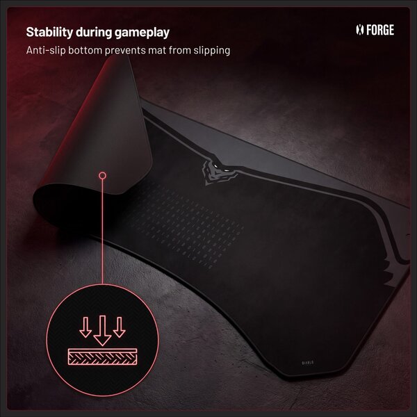 Grande tappetino gaming da scrivania, nero, 140x52 cm: Diablo X-Forge Burned Black