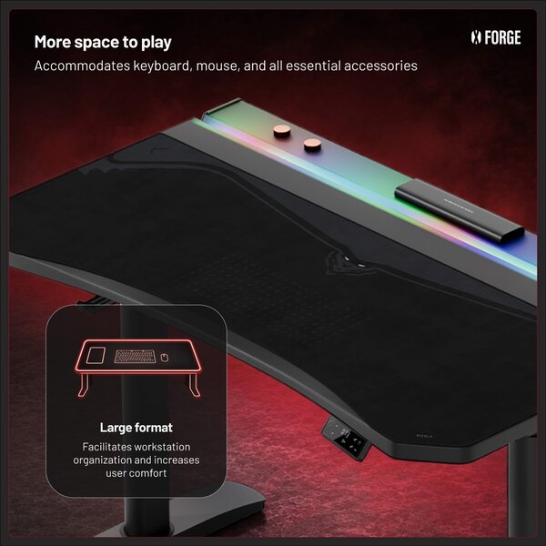 Grande tappetino gaming da scrivania, nero, 140x52 cm: Diablo X-Forge Burned Black