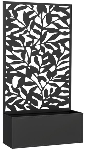 Outsunny Fioriera con Spalliera per Rampicanti in Acciaio, Montaggio a Parete o a Terra, 61x23x113 cm, Nero | Aosom Italy