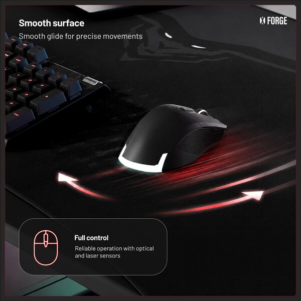 Grande tappetino gaming da scrivania, nero, 140x52 cm: Diablo X-Forge Burned Black