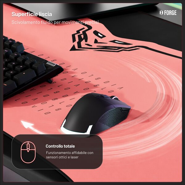 Grande tappetino gaming da scrivania, rosa, 120x52 cm: Diablo X-Forge Akira Pink