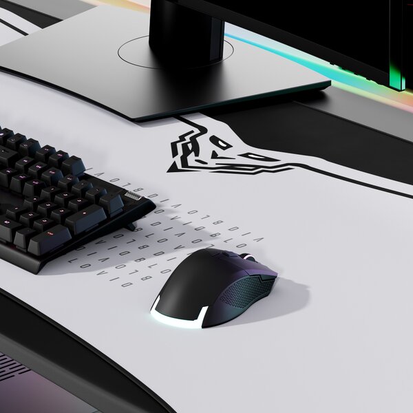 Grande tappetino gaming da scrivania, grigio, 160x60 cm: Diablo X-Forge Nightwolf Moon