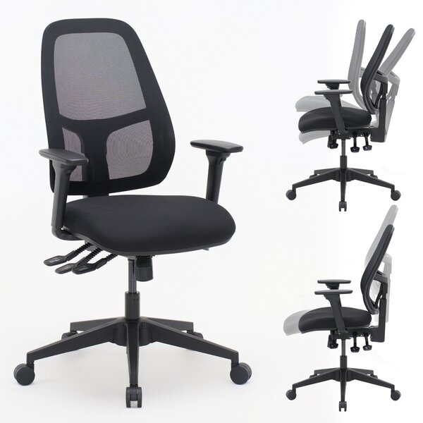 Sedia da ufficio ergonomica, sedia da scrivania con profondità della seduta, altezza dello schienale e altezza della seduta regolabili, inclinazione dello schienale regolabile e funzione di inclinazione della seduta