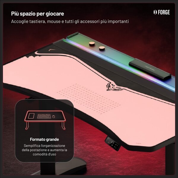 Grande tappetino gaming da scrivania, rosa, 120x52 cm: Diablo X-Forge Akira Pink