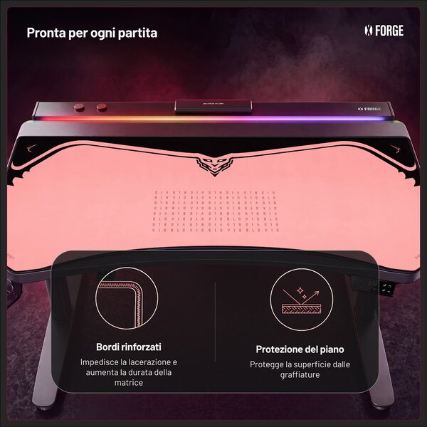 Grande tappetino gaming da scrivania, rosa, 120x52 cm: Diablo X-Forge Akira Pink