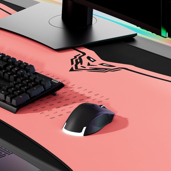 Grande tappetino gaming da scrivania, rosa, 140x52 cm: Diablo X-Forge Akira Pink