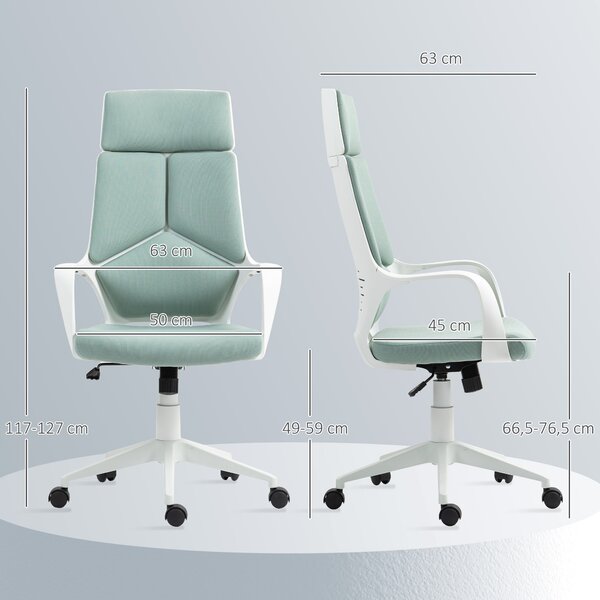 HOMCOM Sedia da Ufficio in Tessuto con Dondolo, Altezza Regolabile e Seduta Girevole, 63x63x117-127 cm, Verde | Aosom Italy