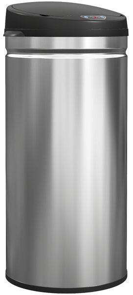 HOMCOM Cestino Spazzatura da 42L con Sensore di Movimento e Apertura Automatica, 30.5x30.5x68 cm, Nero e Argento | Aosom Italy