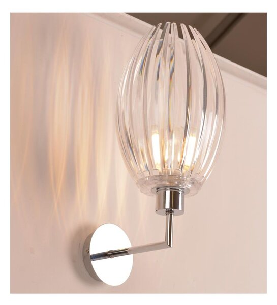 SCINTILLA LAMPADA DA PARETE OVALE CROMO DIFFUSORE IN ACRILICO TRASPARENTE MODERNA LAMPADINA ATTACCO E27