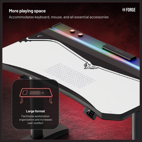 Grande tappetino gaming da scrivania, grigio, 160x60 cm: Diablo X-Forge Nightwolf Moon