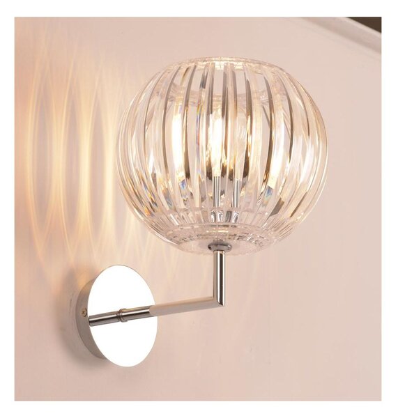 SCINTILLA LAMPADA DA PARETE CROMO DIFFUSORE IN ACRILICO TRASPARENTE MODERNA LAMPADINA ATTACCO E27