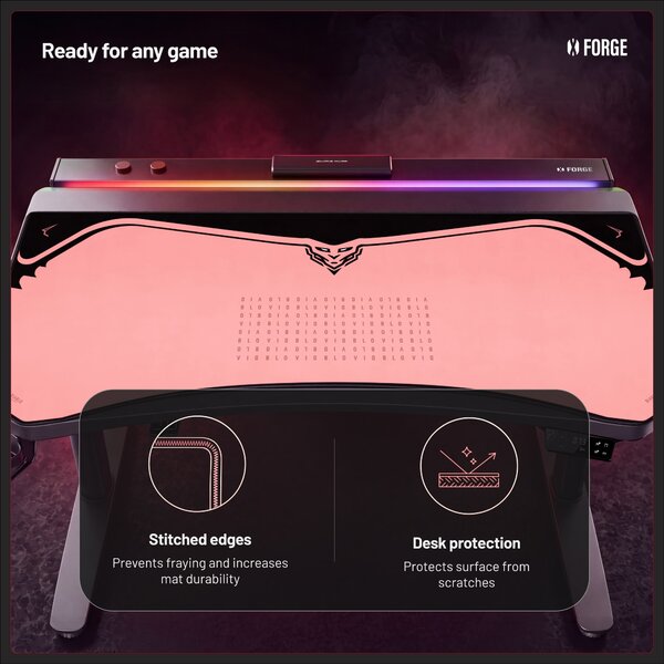 Grande tappetino gaming da scrivania, rosa, 140x52 cm: Diablo X-Forge Akira Pink