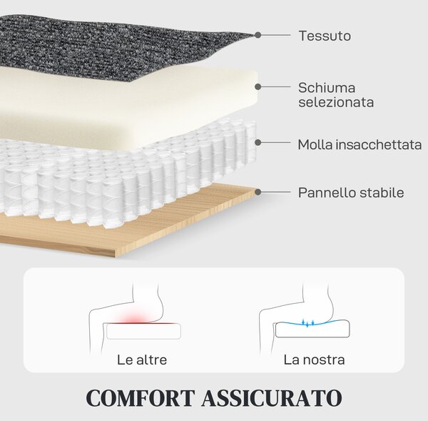 HOMCOM Divano 3 Posti Reclinabile in maniera Indipendente con Rivestimento in Ciniglia Grigia, 179x91x98 cm | Aosom Italy