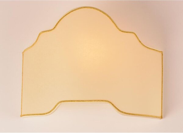 VENTOLA 35 SAGOMATA IN PERGAMENA AVORIO CON BORDINO IN ORO