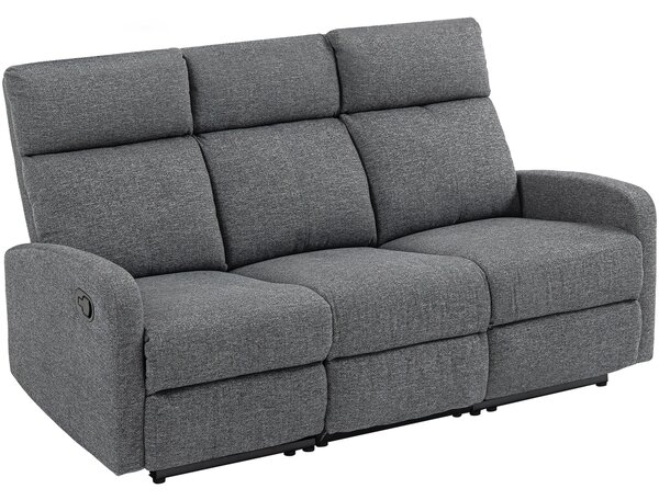 HOMCOM Divano 3 Posti Reclinabile in maniera Indipendente con Rivestimento in Ciniglia Grigia, 179x91x98 cm | Aosom Italy