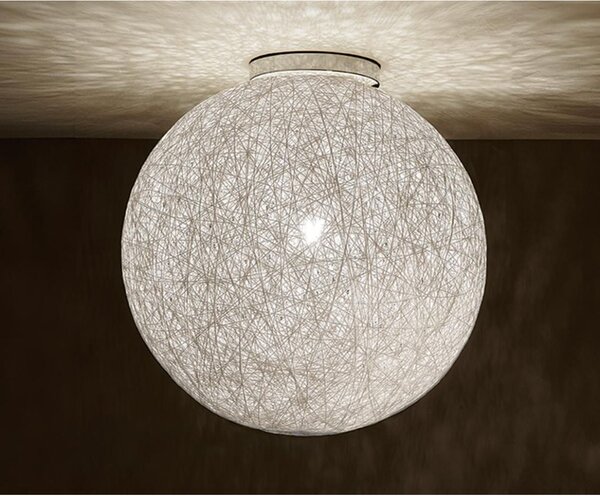 NIDO GRANDE PLAFONIERA IN CORDA INCOLLATA BIANCA DIAMETRO 35 CM DI ILLUMINADO
