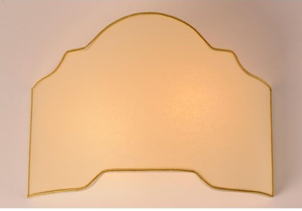 VENTOLA 40 CM DIAMETRO SAGOMATA IN PERGAMENA AVORIO BORDINO ORO