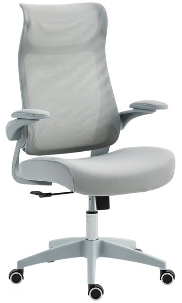 HOMCOM Sedia da Ufficio Ergonomica con Braccioli Regolabili, Schienale a Rete e Poggiatesta, Grigio | Aosom Italy