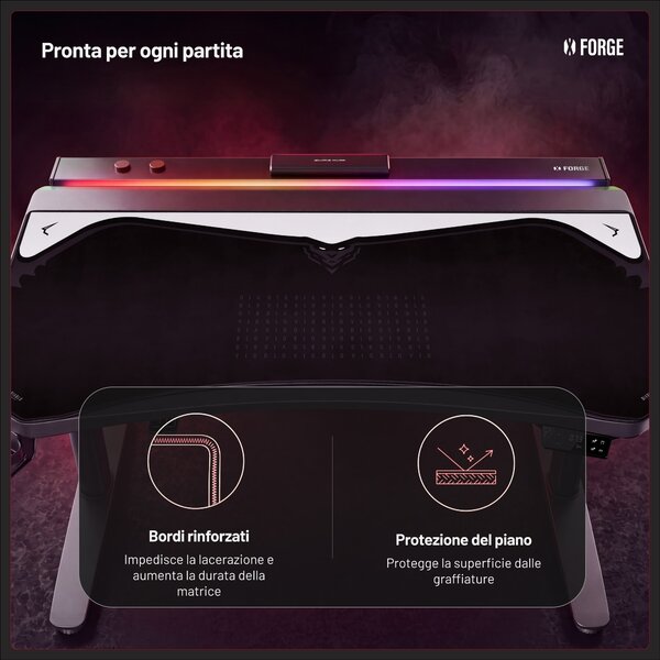 Grande tappetino gaming da scrivania, nero e grigio, 120x52 cm: Diablo X-Forge Black Nightwolf Moon