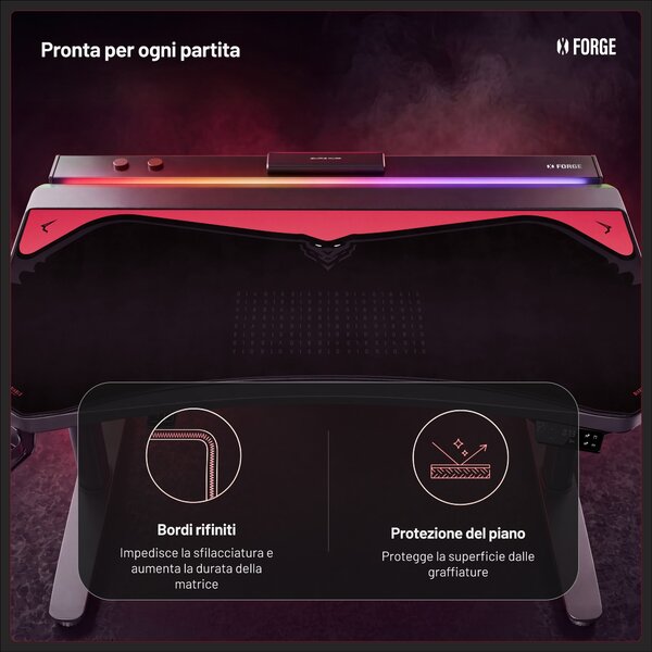 Grande tappetino gaming da scrivania, nero e rosso, 120x52 cm: Diablo X-Forge Black Bloody Mary