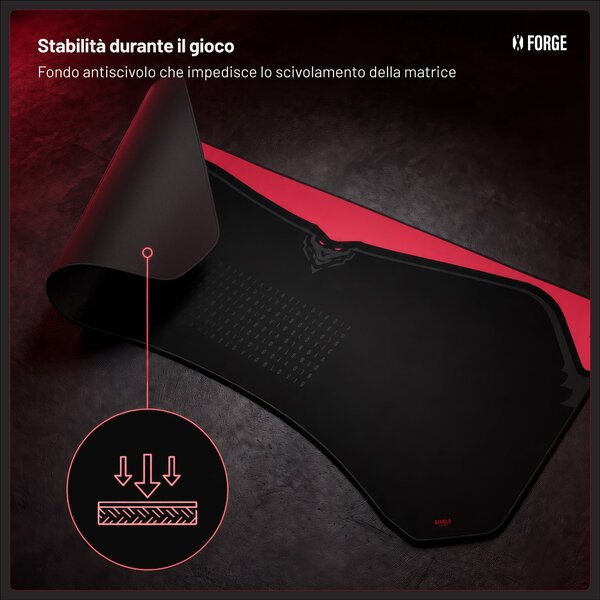 Grande tappetino gaming da scrivania, nero e rosso, 120x52 cm: Diablo X-Forge Black Bloody Mary