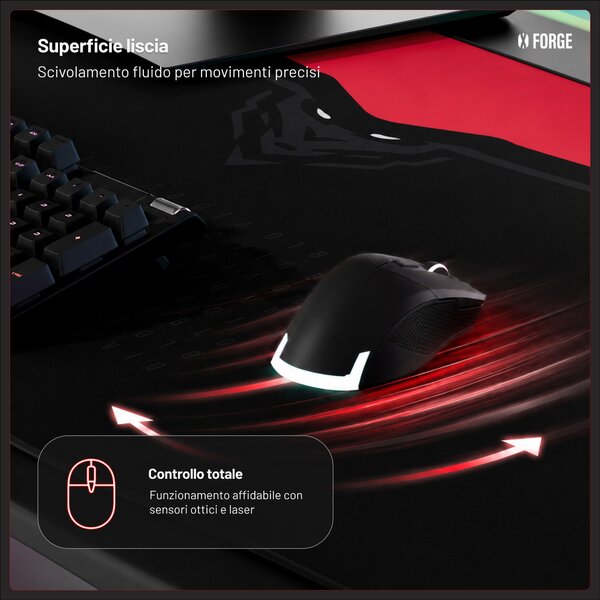 Grande tappetino gaming da scrivania, nero e rosso, 120x52 cm: Diablo X-Forge Black Bloody Mary
