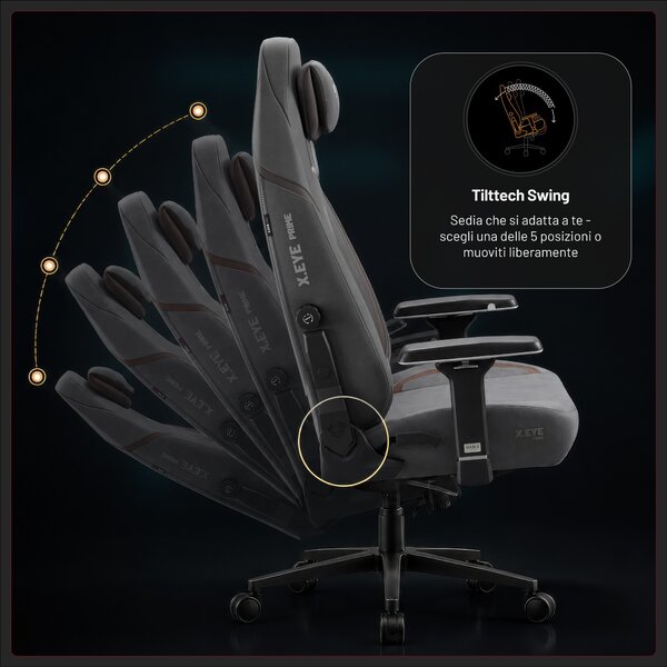 Sedia da gaming in tessuto grigio, Normal: Diablo X.Eye Prime Stone Grey