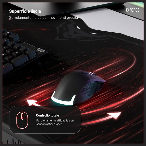 Grande tappetino gaming da scrivania, nero e grigio, 120x52 cm: Diablo X-Forge Black Nightwolf Moon