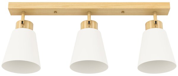 HOMCOM Lampadario da Soffitto con 3 Punti Luce Regolabili a 90° e Attacchi E27, Colore Legno | Aosom Italy