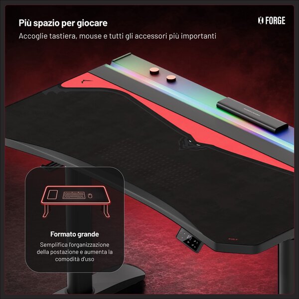 Grande tappetino gaming da scrivania, nero e rosso, 120x52 cm: Diablo X-Forge Black Bloody Mary