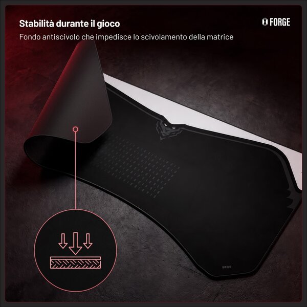 Grande tappetino gaming da scrivania, nero e grigio, 120x52 cm: Diablo X-Forge Black Nightwolf Moon