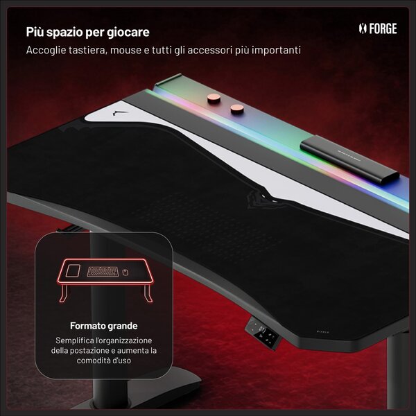 Grande tappetino gaming da scrivania, nero e grigio, 120x52 cm: Diablo X-Forge Black Nightwolf Moon