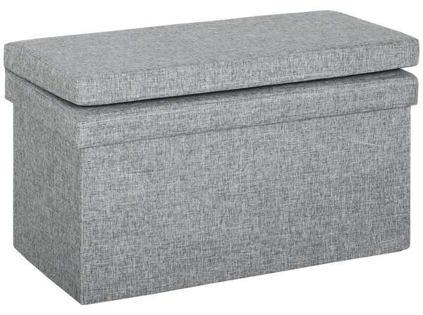HOMCOM Panca Contenitore Pieghevole con Schienale e Vano da 77L, Rivestimento in Tessuto, 76x50x73 cm, Grigio | Aosom Italy