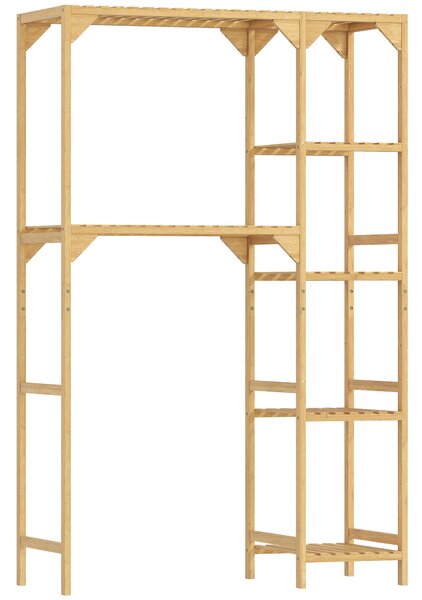 HOMCOM Mobile Sopra Lavatrice a 7 Ripiani con Spazio Regolabile, in Bambù, 100x40x157 cm, color Legno | Aosom Italy