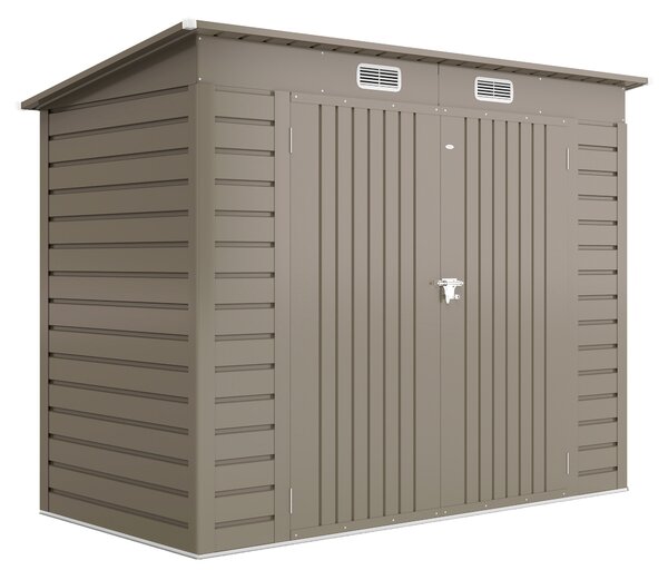 Outsunny Capanno Porta Attrezzi con 2 Prese d'Aria e Chiavistello, in Acciaio, 249x121x183 cm, Grigio Chiaro | Aosom Italy