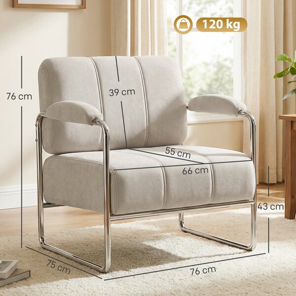 HOMCOM Poltrona Salotto Poltroncina Camera Imbottitura Spessa in Ciniglia Beige | Aosom Italy