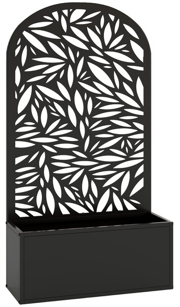 Outsunny Fioriera con Traliccio ad Arco per Rampicanti e Fori di Drenaggio, in Metallo, 61x23x113 cm, Nero | Aosom Italy