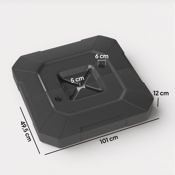 Outsunny Set 2 Pesi Base per Ombrellone a Sbalzo in HDPE Riempibili fino a 105 kg, 101x101x12cm, Nero | Aosom Italy