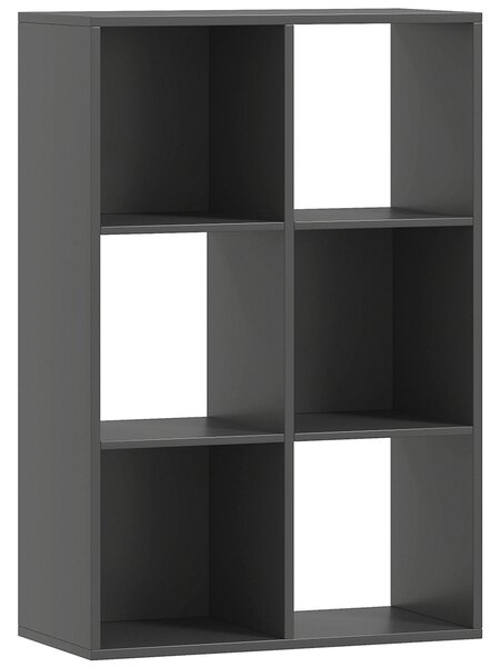 HOMCOM Libreria a Cubi con 6 Ripiani Portaoggetti in Legno dal Design Rustico, 61.5x29.5x91.5 cm, Nero | Aosom Italy