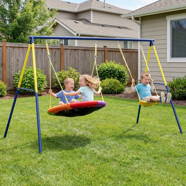AIYAPLAY Set di Altalene per Bambini Parco Giochi da Esterno, Multicolore | Aosom Italy