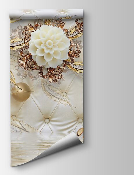 Carta da parati Elegante disegno floreale su una texture lussuosa, Carta da parati 3d fiori, Carta da parati popolare, u12847 - Tapeko.it