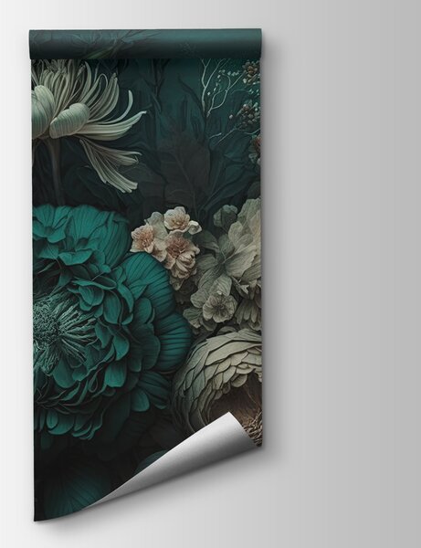 Carta da parati Elegante composizione floreale dalle tonalità profonde, Carta da parati 3d fiori, Carta da parati popolare, u75402 - Tapeko.it
