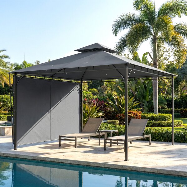 Outsunny Gazebo da Giardino Gazebo da Esterno Tetto Estensibile, 3.2x3.2 m, Grigio | Aosom Italy